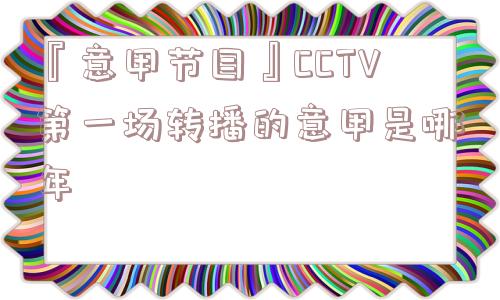 『意甲节目』CCTV第一场转播的意甲是哪年